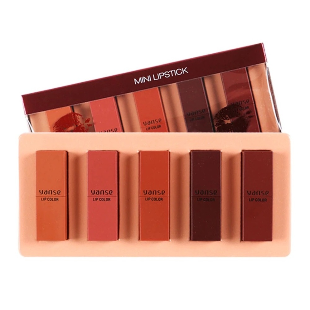 Hot Yanse 5pcs Mini Brown Matte Lipstick Set